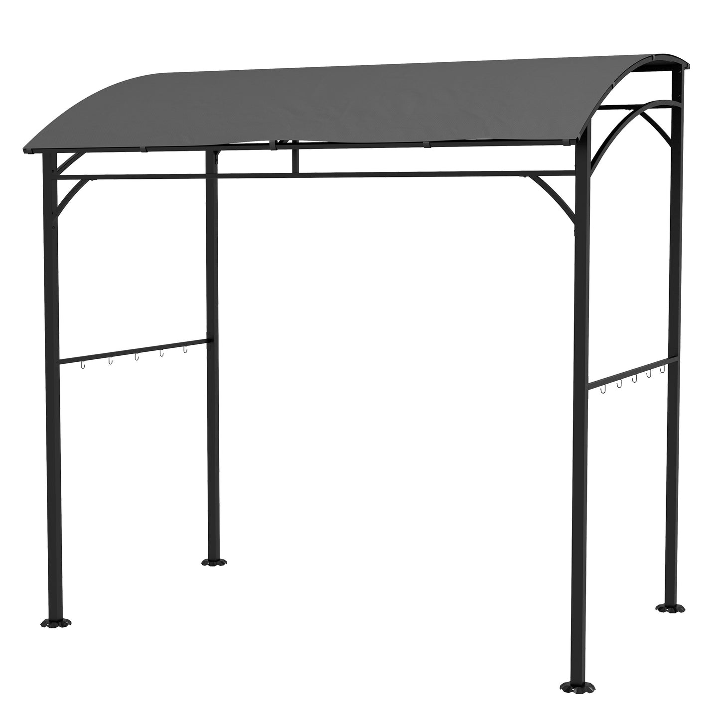 Outsunny 7' x 5' BBQ Grill Gazebo Tent, Garden Grill Canopy with Steel Frame and Hooks, Outdoor Sun Shade, Beige