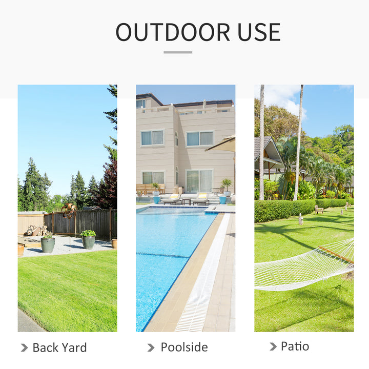 Outsunny Patio Hammock Chair, Hanging Rope Hammock Swing for Indoor & Outdoor Use with Backrest, Cotton-Polyester Blend, Fringe Tassels, Cream White