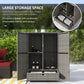 Outsunny Wicker Outdoor Storage Cabinet, 2-Door Rattan Pool Towel Storage Cabinet with Drawer & Removable Shelf, Dark Grey