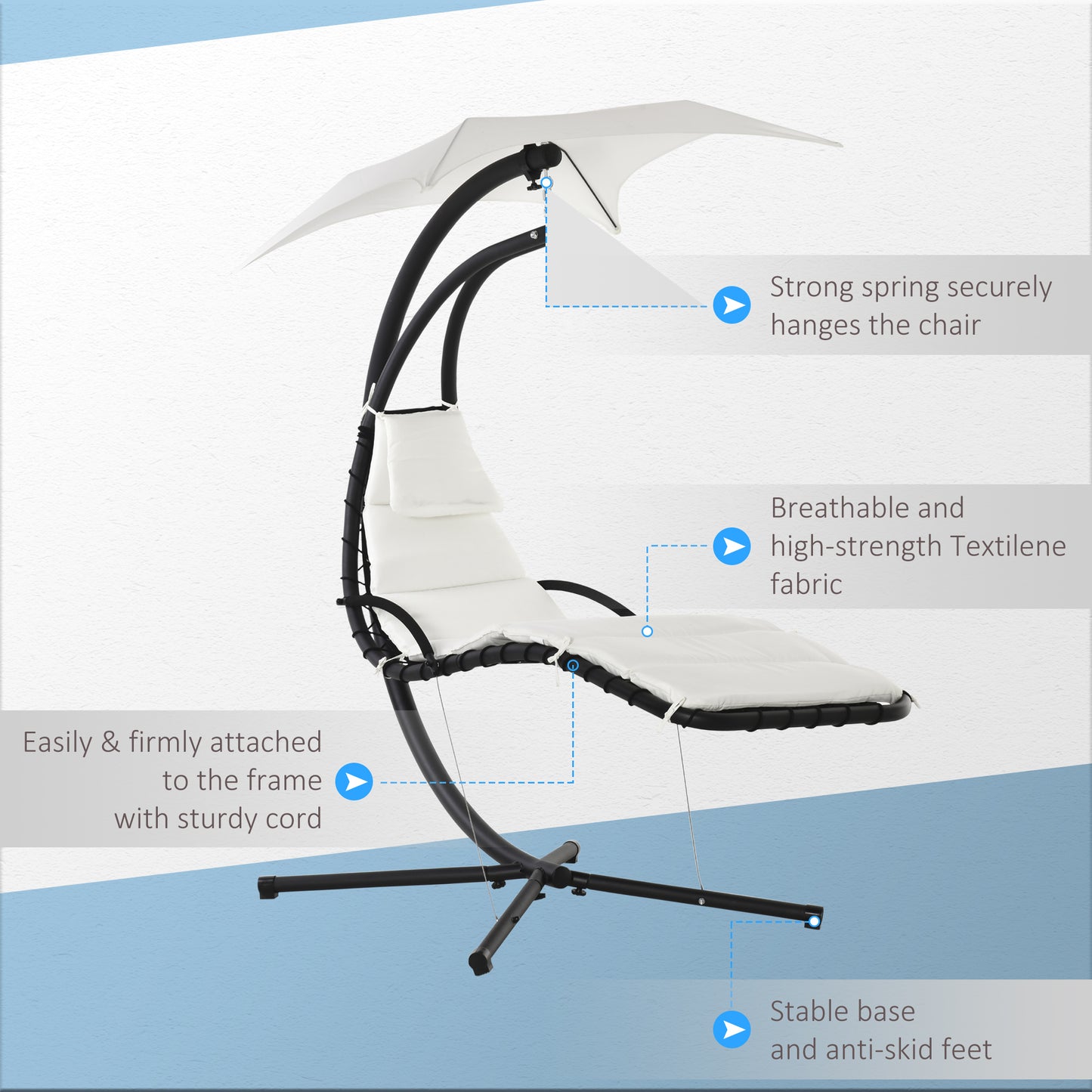 Outsunny Swing Chaise with Stand Floating Chaise Lounge Cream White