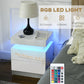 HOMCOM Nightstand, Bedside Table with LED Lights and 2 Drawers for Bedroom, Living Room, White