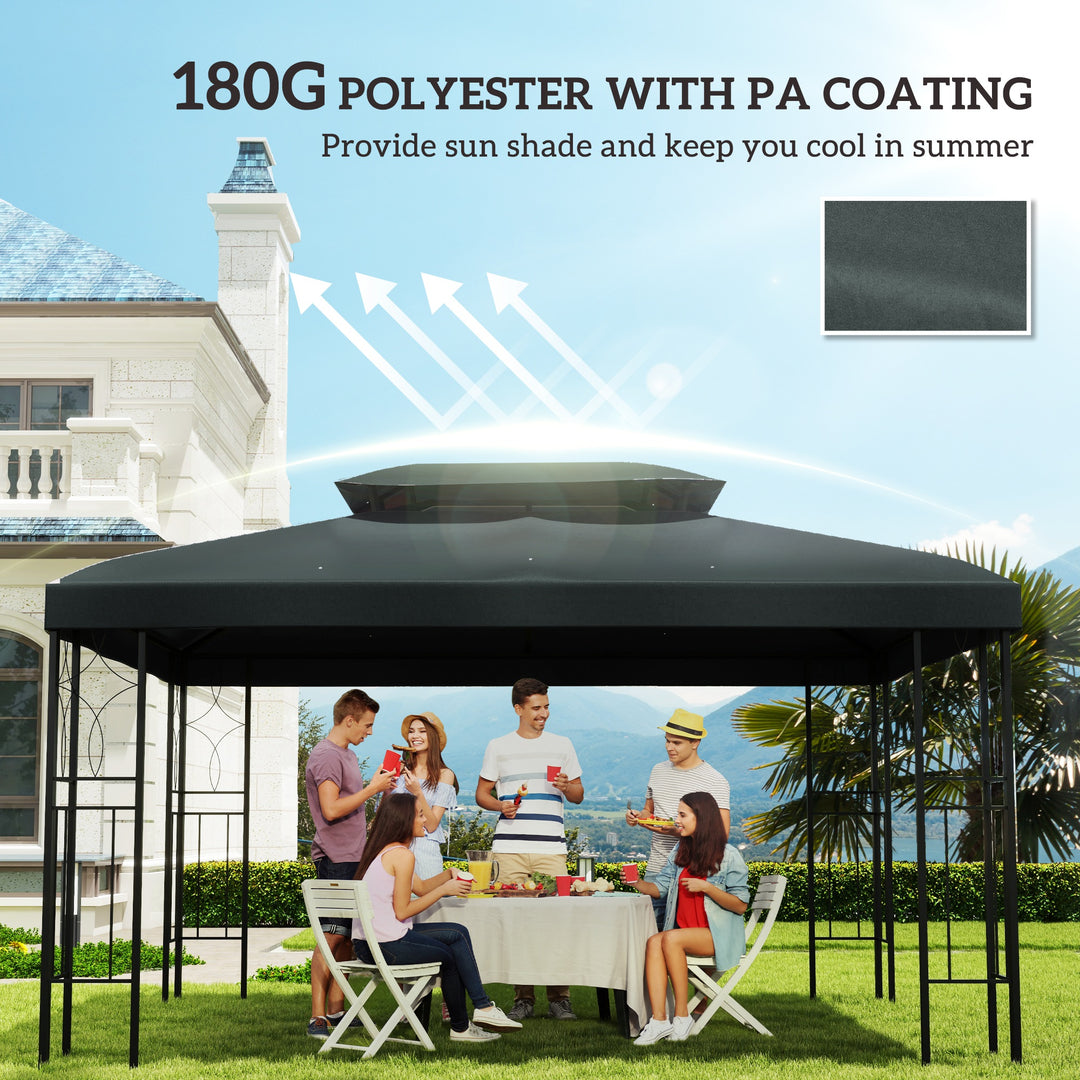 Outsunny 13' x 10' Gazebo Replacement Canopy 2 Tier Top UV Cover Pavilion Garden Patio Outdoor, Grey (TOP ONLY)