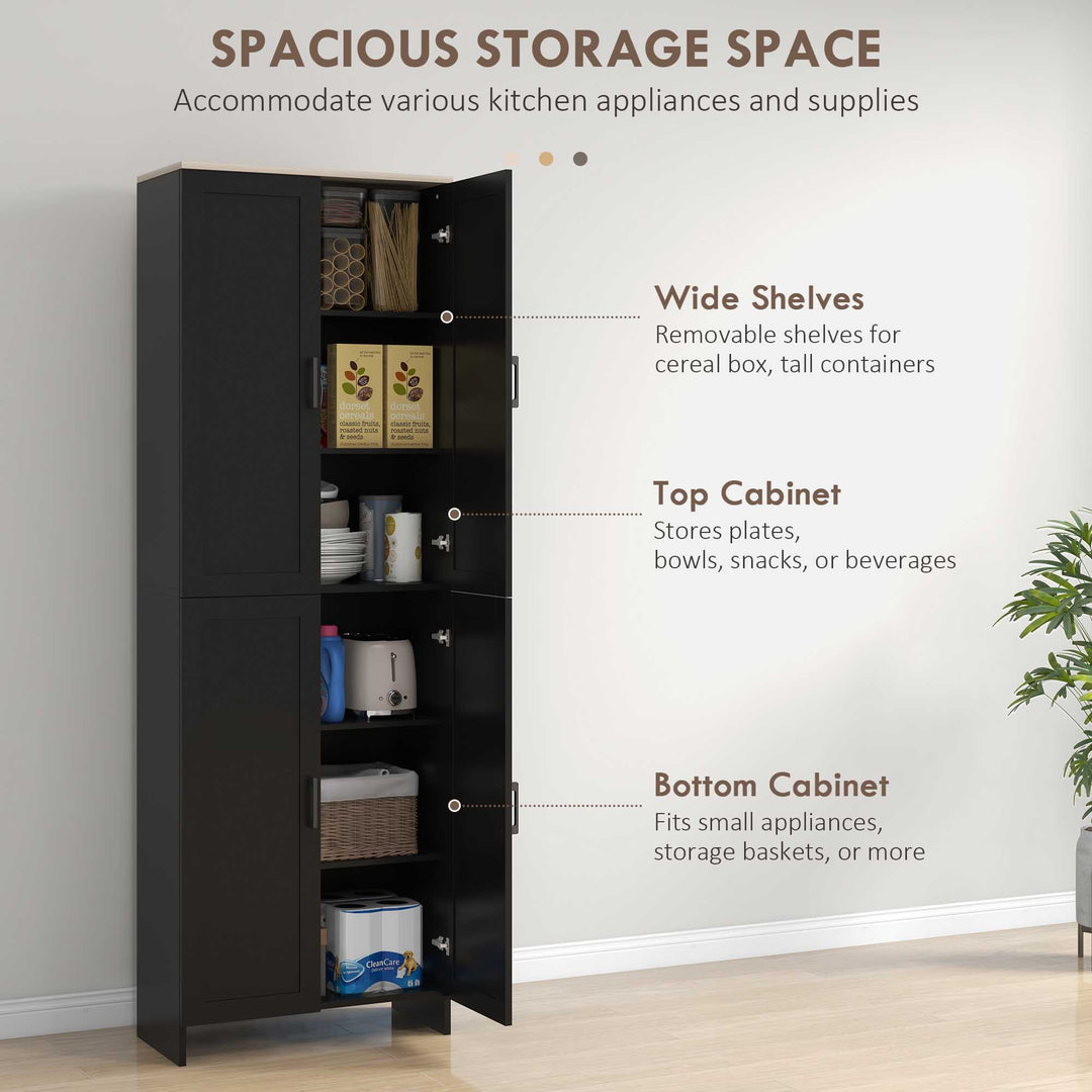 HOMCOM 67" 4-Door Kitchen Pantry Cabinet, Freestanding Storage Cabinet Cupboard with Adjustable Shelves, White