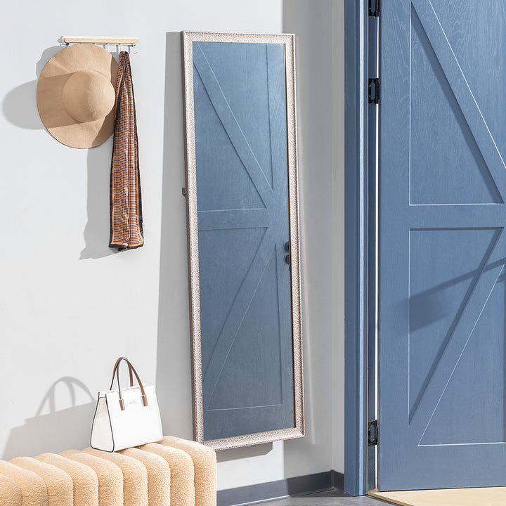 HOMCOM 64" x 21" Rectangular Full Length Mirror with Frame, Free Standing, Wall Mounted or Leaning, Gunmetal Silver