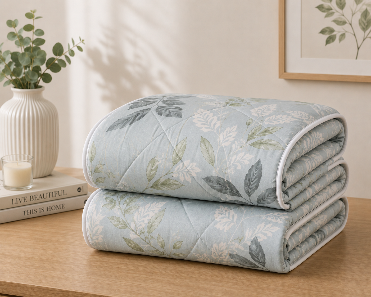 Aarniva Breathable Polyester Comforter Set | King/Queen | 250 GSM | Ultra-Soft & Cozy | Sage Meadow | 5-Piece Set