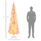 HOMCOM 7' Pre Lit Artificial Pencil Christmas Trees, Xmas Tree with Realistic Branches and Warm White LED Lights, Pink