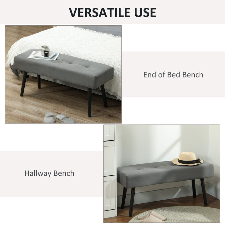 HOMCOM 39" Upholstered Ottoman Bench, Corduroy Entryway Bedroom Bench with Padded Seat and Steel Legs for Bedroom, Green