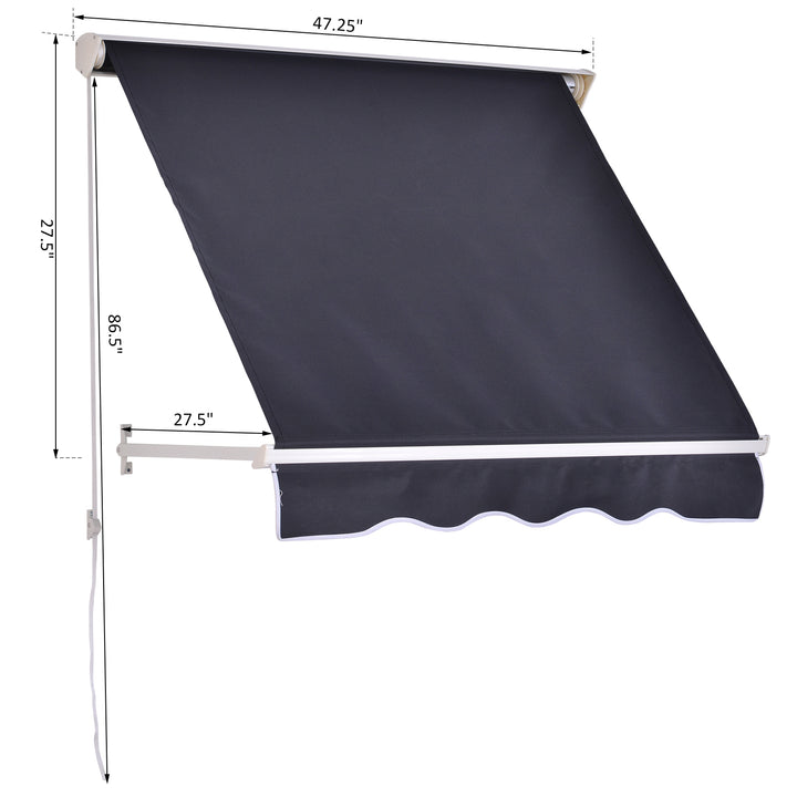 Outsunny 4' x 2.3' Retractable Window Door Awning Patio Canopy Outdoor Sun Shade Shelter Dark Grey