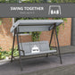 Outsunny 3 Seater Patio Swing Chair, Porch Swing with Adjustable Canopy and Removable Cushions, Outdoor Swing Seat, Beige