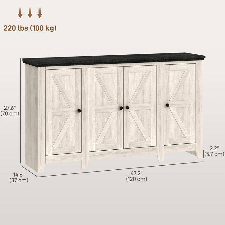 HOMCOM Rustic Sideboard, Buffet Cabinet with Adjustable Shelves for Living Room, Dining Room, Entryway, White Wood Grain