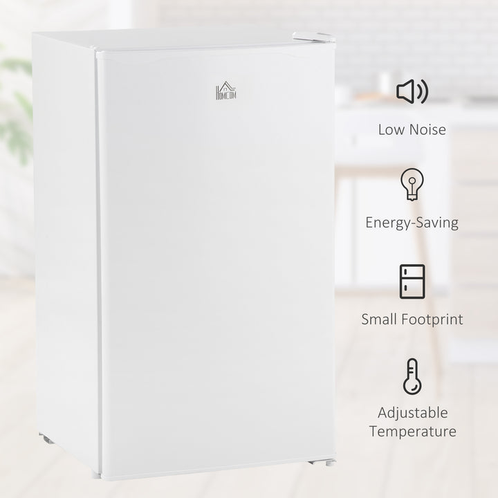 HOMCOM Compact Refrigerator, Mini Fridge with Freezer, Adjustable Shelf, Mechanical Thermostat and Reversible Door, White
