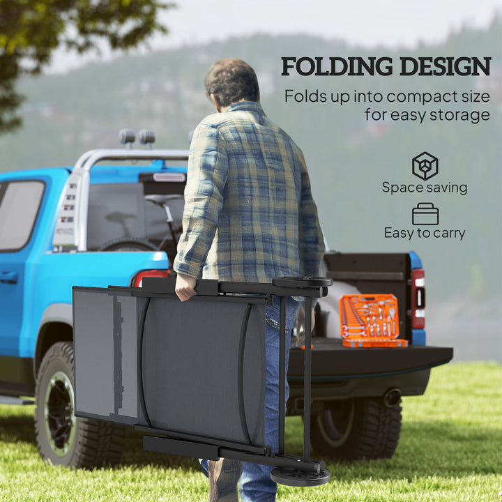 Outsunny Outdoor Lounge Chair, 5-Level Adjustable Folding Chaise Chair with 2 Wheels for Backyard, Beach, Poolside, Grey