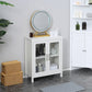 kleankin Modern Bathroom Storage Cabinet, Free Standing Bathroom Cabinet with Double Glass Doors and Adjustable Shelf, White
