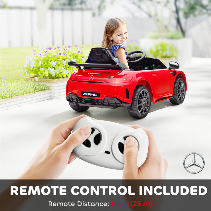 Qaba Mercedes-Benz AMG GTR Licensed 12V Battery Powered Kids Electric Car w/ Remote, Soft Start, Lights, Music Horn, Black