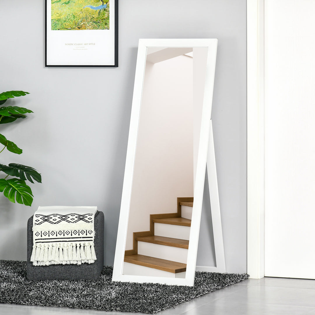 HOMCOM 58" x 20" Full Length Mirror with Frame, Floor Standing Mirror, Rectangular Full Body Mirror for Bedroom, Living Room, White