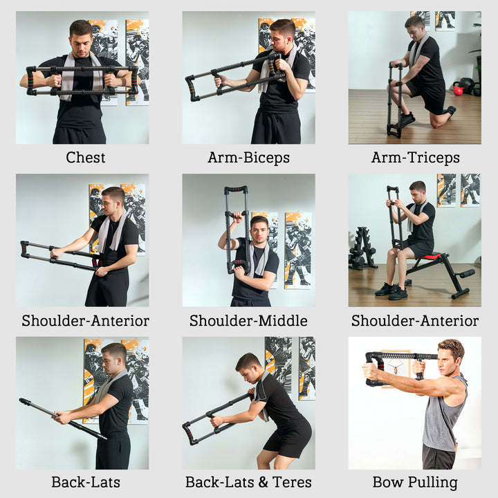 Soozier Chest Expander, Spring Chest Exerciser with 22-110 lbs Resistance for Men and Women Home Gym, Office or Travel