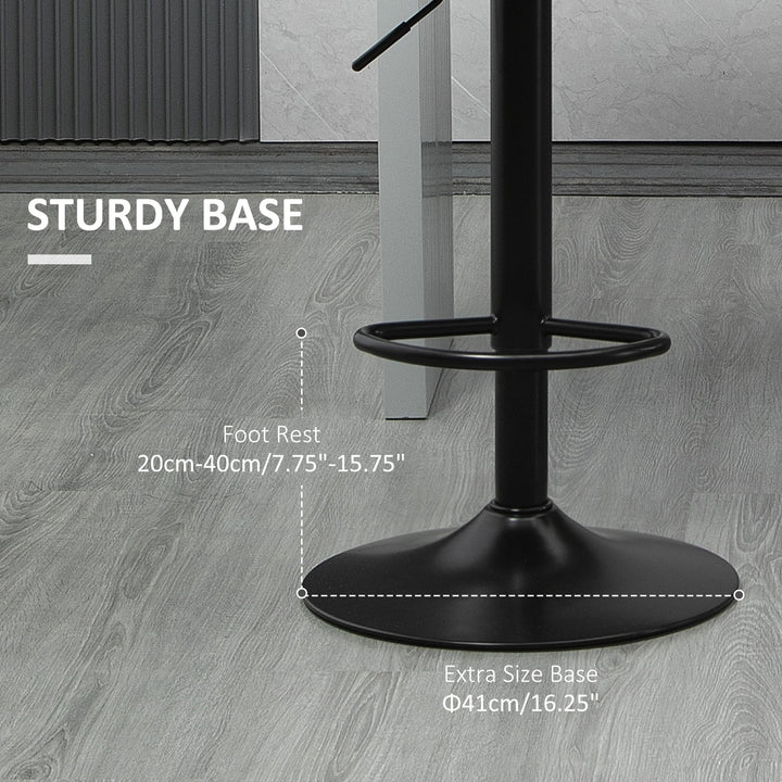 HOMCOM Swivel Barstools Set of 2 Adjustable Bar Stools with Footrest Armrests and PU Leather Back for Dining Room Black, Grey