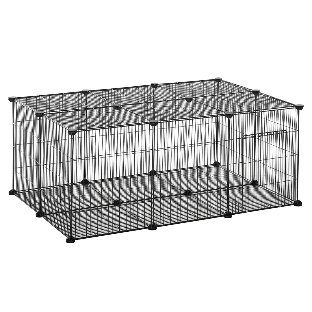 PawHut Small Animal Cage for Bunny, Guinea Pig, Chinchilla, Hedgehog, Portable Pet Enclosure with Door, 22 Panels