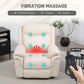 HOMCOM Manual Recliner Chair with Vibration Massage, Side Pockets, Microfibre Reclining Chair for Living Room, Cream White