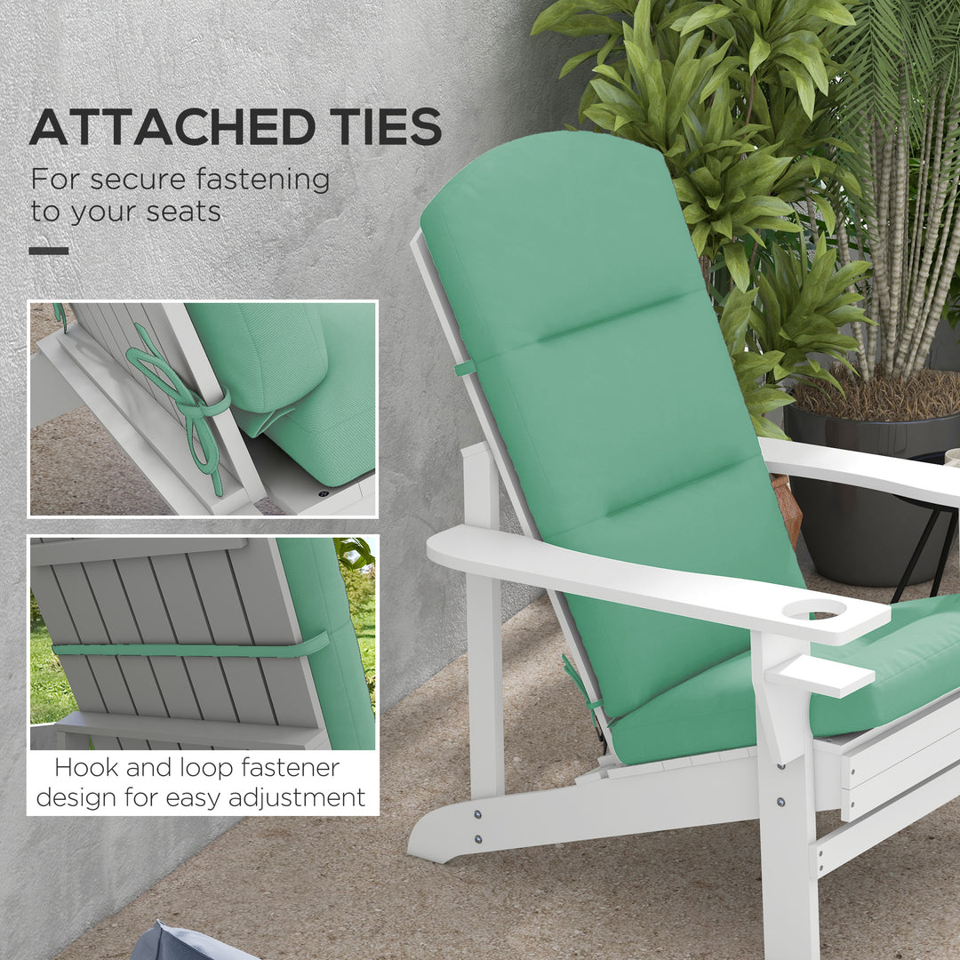 Outsunny Patio Chair Cushions for Adirondack Chair Replacement Cushions with Back and Ties, Set of 2, Green