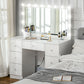 HOMCOM Makeup Vanity Table, Dressing Table with Mirror and Lights, Modern Makeup Table with 7 Drawers and 10 LED Lights, White
