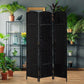 HOMCOM 6ft Folding Room Divider, 3 Panel Wall Partition with Wooden Frame for Bedroom, Home Office, Black