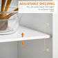 HOMCOM Rolling Kitchen Island with Storage Drawers, Kitchen Cart with Rubber Wood Top, Cabinet & Towel Rack, White