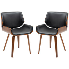 HOMCOM Dining Chairs Set of 2, PU Leather Kitchen Chairs with Upholstered Seats and Solid Wood Legs for Dining Room, Black