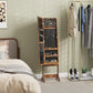 HOMCOM Free Standing Armoire Organizer, Lighted Mirrored Jewelry Cabinet w/ Angle Adjustable & 16 LED Lights Warm White