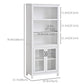 HOMCOM Multifunctional Storage Cabinet Bookcase with Adjustable Shelves Display Rack for Study, Kitchen, Living Room, White