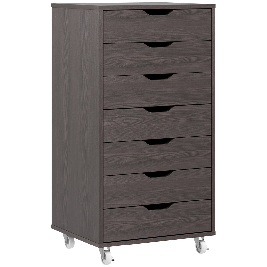 Vinsetto 7-drawer Vertical File Cabinet for Home Office, Storage Cabinet with Wheels, 18.7"x15.6"x35.4", Black