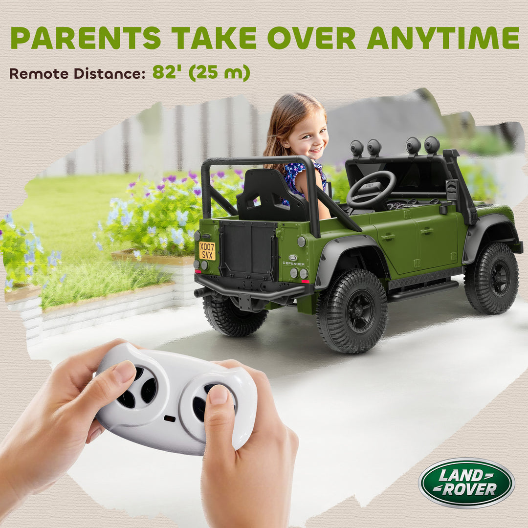 Qaba Land Rover Licensed Kids Ride on Truck with Remote Control, Spring Suspension, LED Lights, 3 Speed, Dark Green