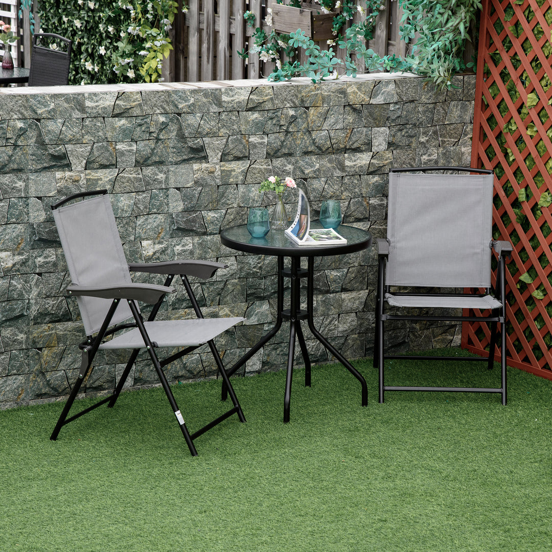 Outsunny 24" Patio Table Round Tempered Glass Top Outdoor Dining Steel Frame Backyard