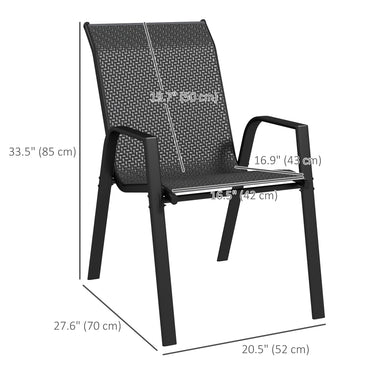 Outsunny Four-Piece Stacking Rattan Outdoor Dining Chairs Set - Grey