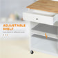 HOMCOM Rolling Kitchen Cart with Drawer and Glass Door Cabinet, Kitchen Island on Wheels with Towel Rack, White