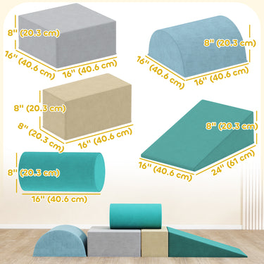 Qaba Climbing Toys for Toddlers with Removable Cover, Indoor Activity Play Set for Crawling, Sliding, Blue/Green