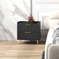 HOMCOM Bedside Table, Nightstand with 2 Drawers, Side End Table with Metal Legs for Bedroom, Black