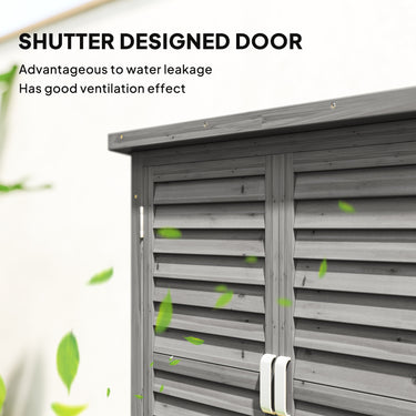 Outsunny Wooden Garden Storage Shed Kit Wood Garage Tool Organisation Cabinet with 2 Door , 34" x 18" x 38", Grey