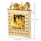 HOMCOM Wooden Christmas Advent Calendar, Lighted 24 Days Xmas Calendar House, Christmas Table Decoration with Countdown Drawers, Bible Characters, Battery Operated, Natural