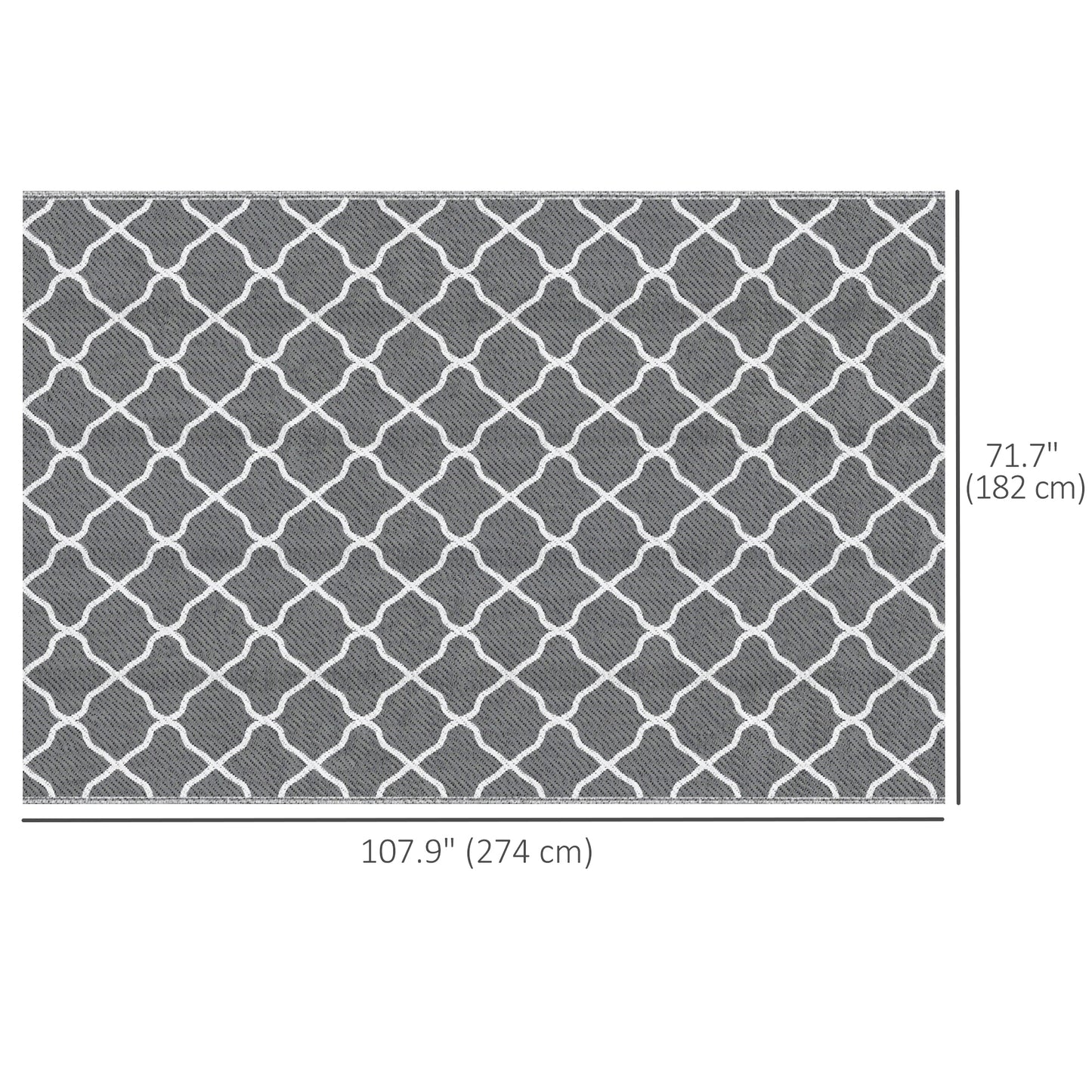 Outsunny Waterproof  Outdoor Rug, 6' x 9' RV Rug Reversible Mat for Backyard, Deck, Picnic, Beach, Camping, Grey & White Net