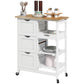 HOMCOM Kitchen Cart on Wheels, Rolling Kitchen Island Cart with Wood Top, 3 Drawers and Shelves for Home Dining Area