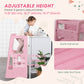 Qaba Toddler Kitchen Helper 2 Step Stool with Adjustable Height Platform and Safety Rail, White