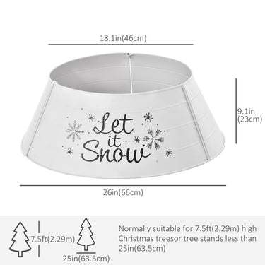HOMCOM Metal Christmas Tree Collar, 26 Inch Round Christmas Tree Ring for Home Holiday Decoration, White