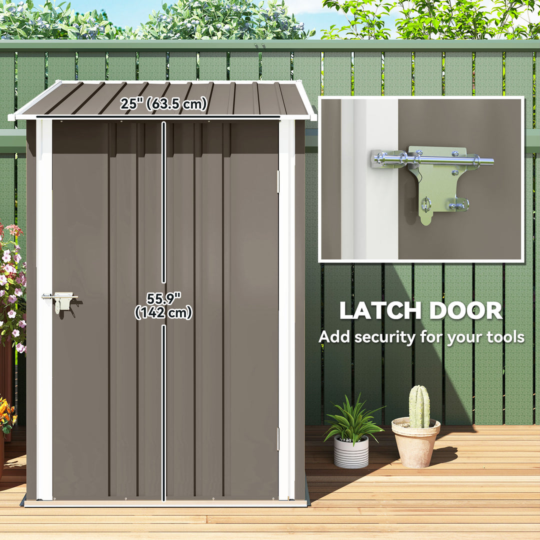 Outsunny Garden Tool Storage Shed, Small Steel Shed with Lockable Door for Garden & Patio, Galvanized Steel Construction, Dark Gray