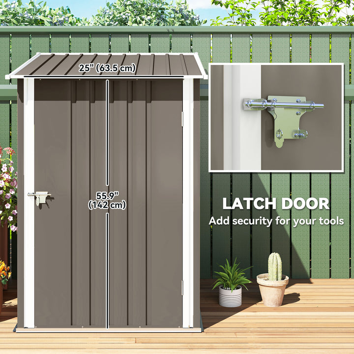 Outsunny Garden Tool Storage Shed, Small Steel Shed with Lockable Door for Garden & Patio, Galvanized Steel Construction, Dark Gray