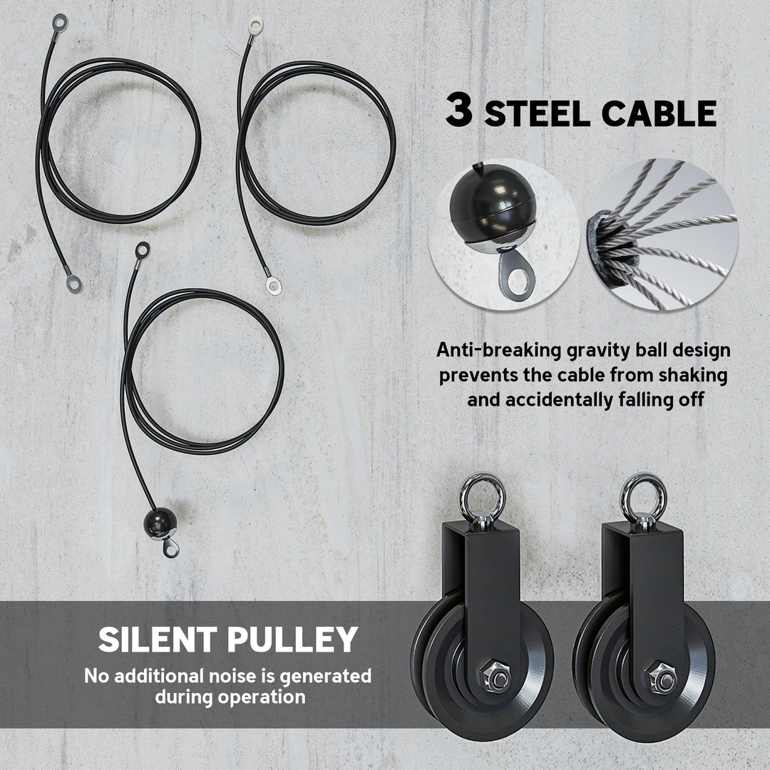 Soozier Weight Cable Pulley System for Home Gym with Universal Loading Pin for LAT Pull Down, Biceps Curl Workout