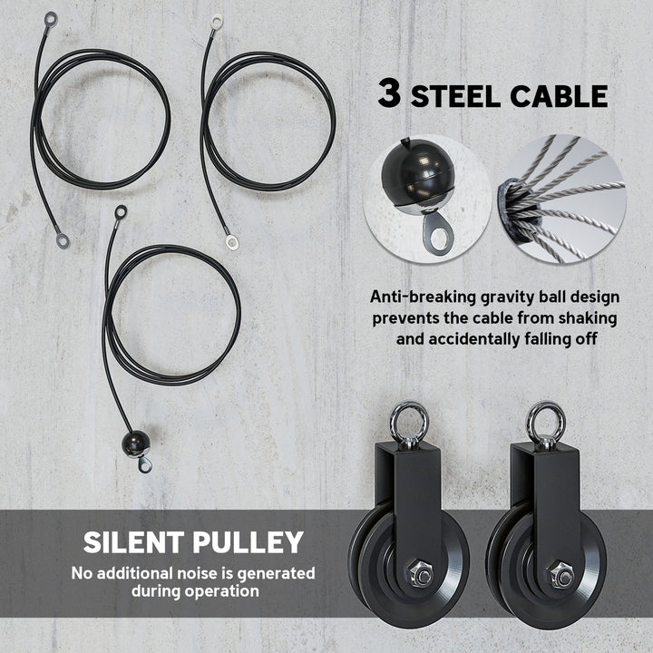 Soozier Weight Cable Pulley System for Home Gym with Universal Loading Pin for LAT Pull Down, Biceps Curl Workout