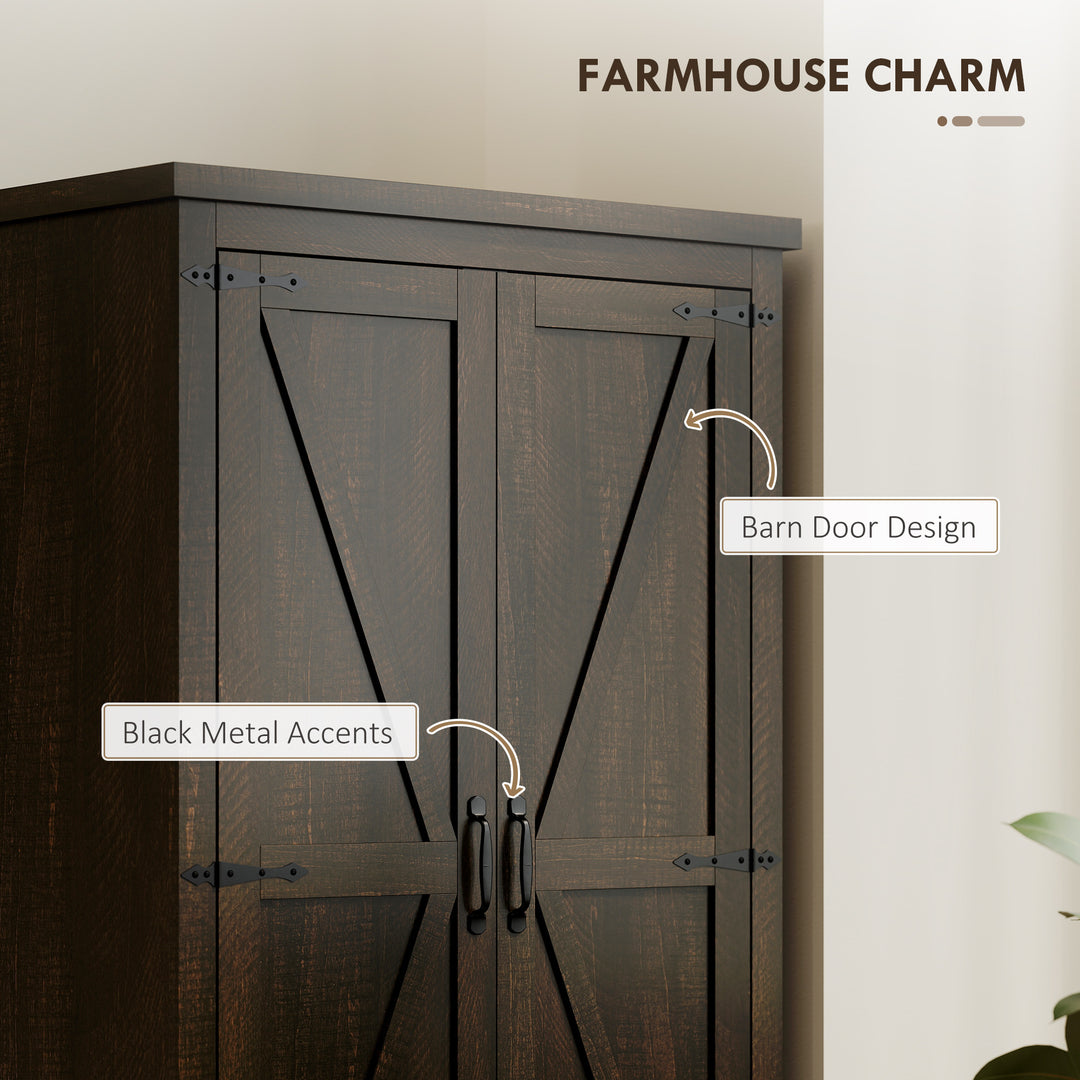 HOMCOM Farmhouse Kitchen Pantry Storage Cabinet, 64" Freestanding Kitchen Pantry Cabinet with Drawers, Distressed White