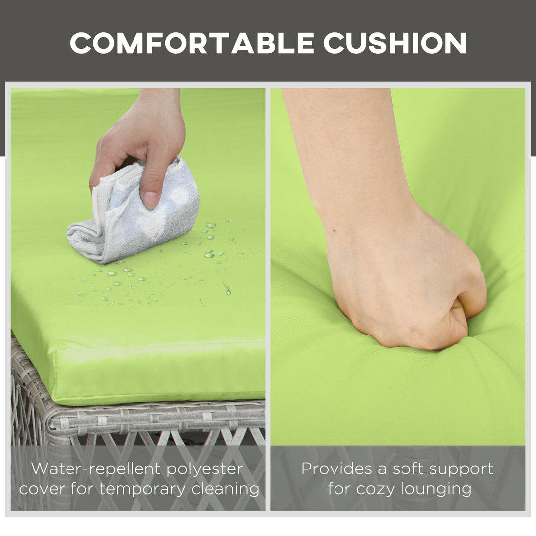 Outsunny 2 Pieces Wicker Patio Lounge Set w/ Cushions, Outdoor PE Rattan Sun Lounger Sets w/ 5-Level Reclining Chaise Chair & Two-tier Glass Top Coffee Table, Cream White