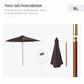 Outsunny 10' x 8' Bamboo Wooden Round Market Patio Sun Umbrella Garden Parasol Outdoor Sunshade Canopy, White